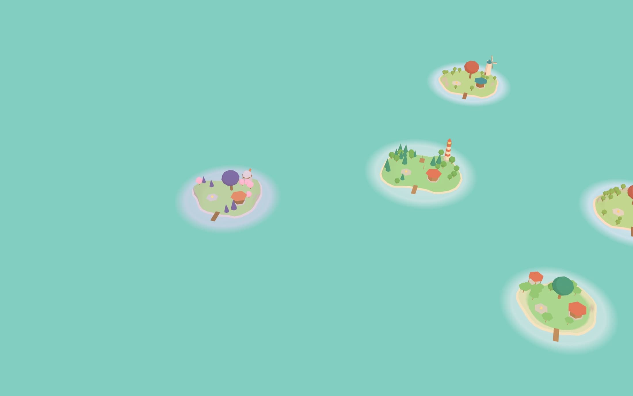 A chart of the Archipelago: Welcome Island in the centre, with Stargazers' Point, Sourdough Cove and Film Club Shore around it